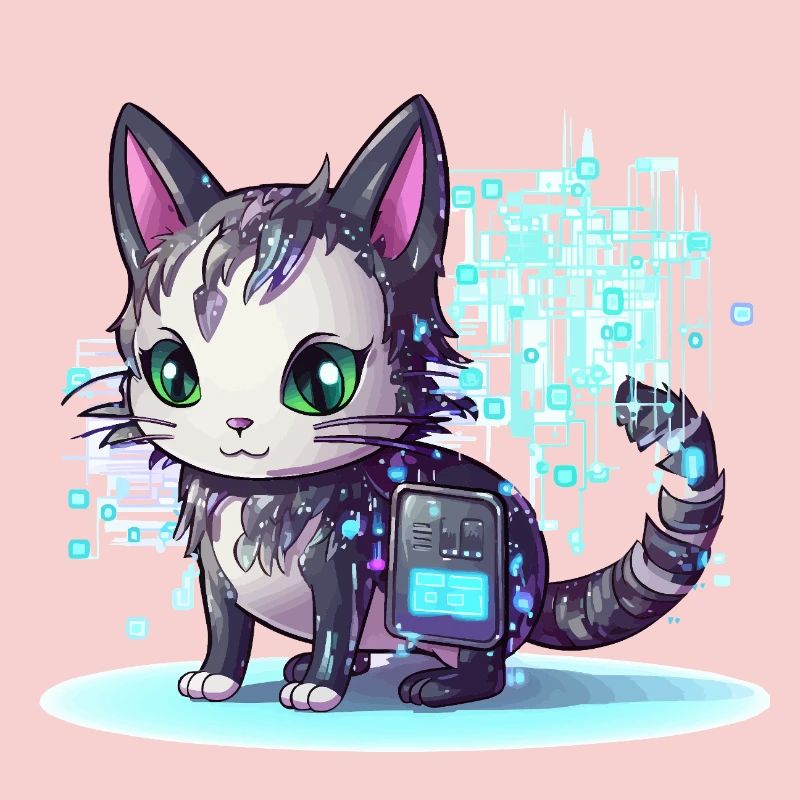 Cybercat Neon Pixel Magic