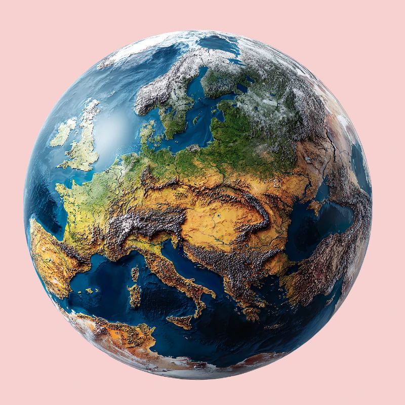 Conception du globe : paysage Europe-Asie
