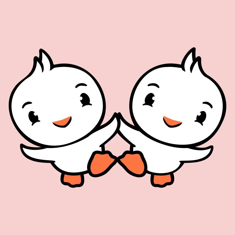 2 Canards Amis Heureux Mignon Mignon Amical