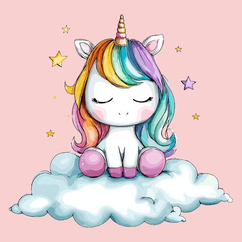Rainbow unicorn on cloud