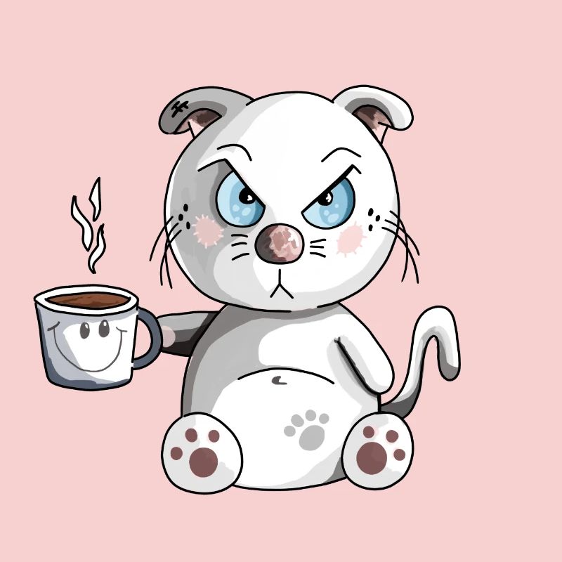 Grummelige Morgenmuffel Katze - Kaffee - Katzen