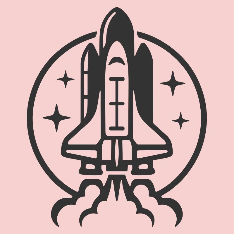 Space shuttle launch logo icon. Take off. Rocket