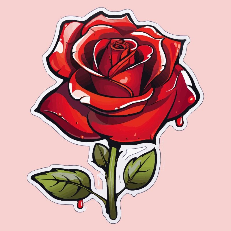 Rote Rose im Comics-Stil