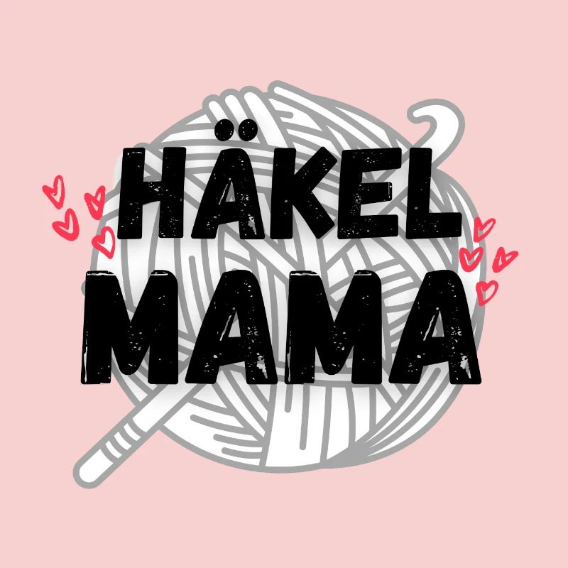 Häkelmama! Häkeln Mutter rote herzen grau weiß