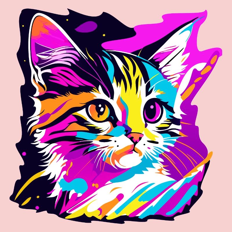 chaton coloré, chat