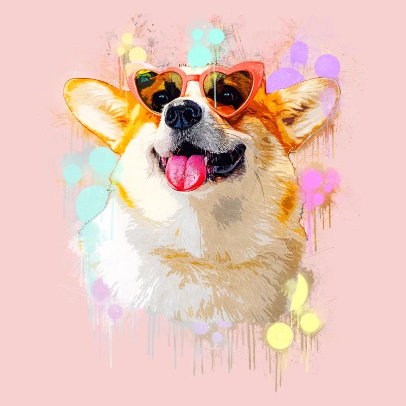 Chien corgi avec lunettes de soleil