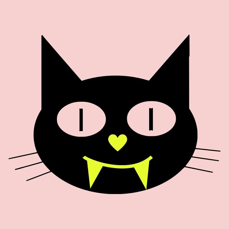 Halloween Vampir-Katze mit Eckzähnen