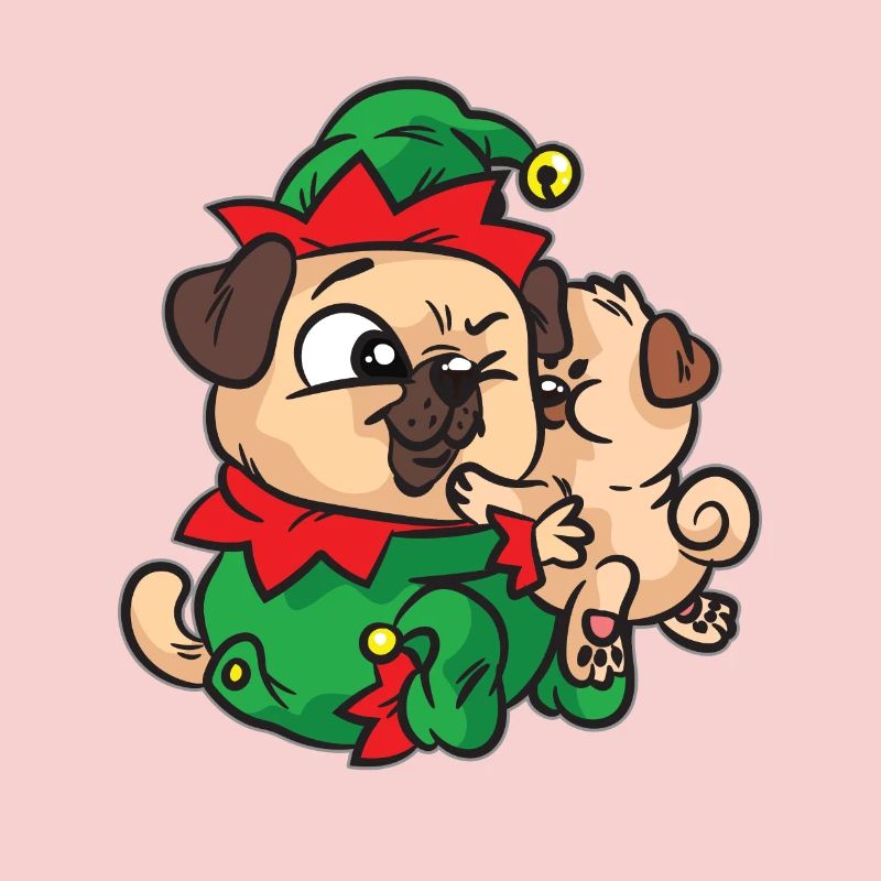 Elf Mops kuscheln Weihnachtskleid
