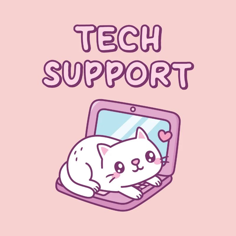 Cute White Cat Resting On Laptop Tech Support