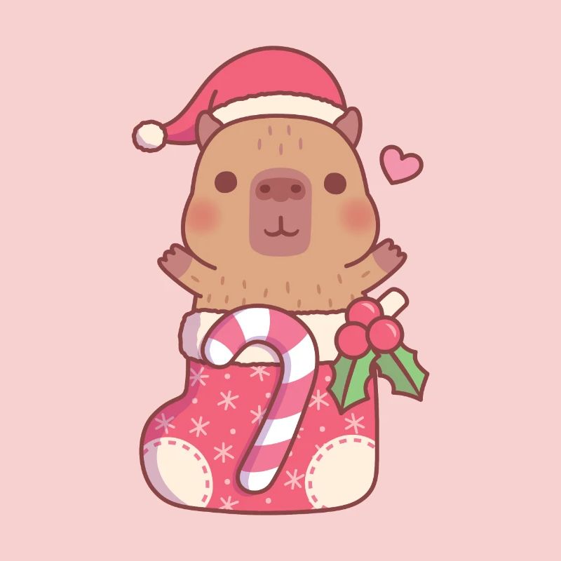 Cute Capybara In Christmas Stocking