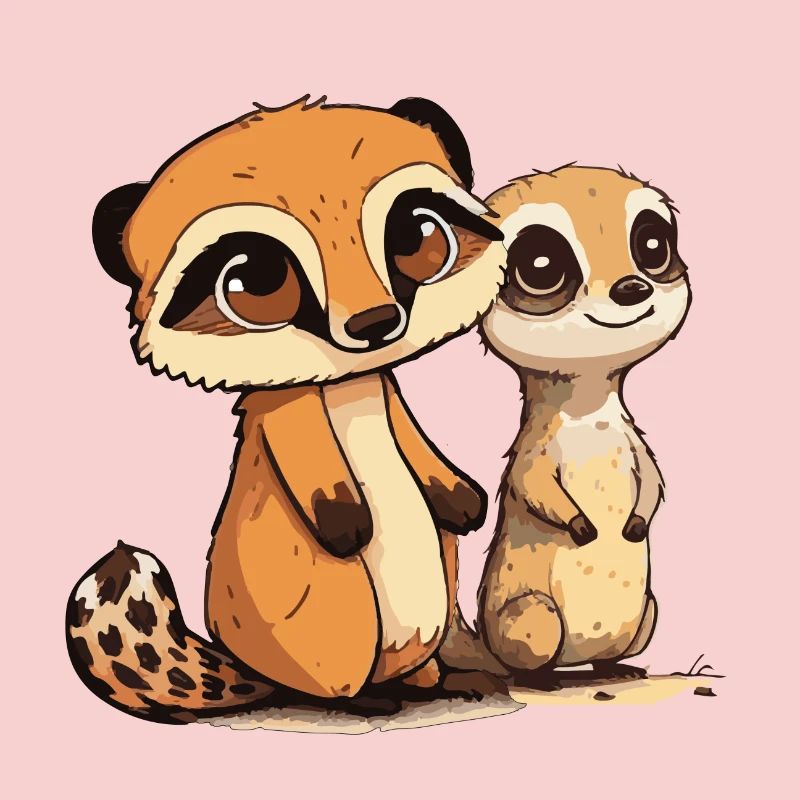 Comic Cute Kawaii Sticker Meerkat Squirrel