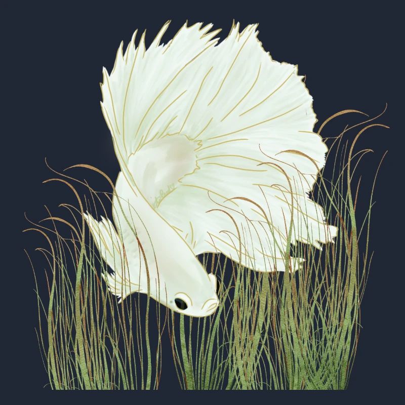 Betta Splendens Halfmoon White