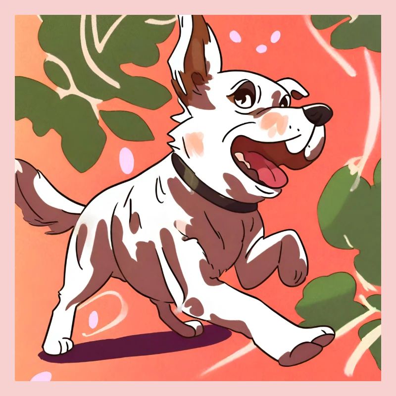 Chien d’anime joyeux en course