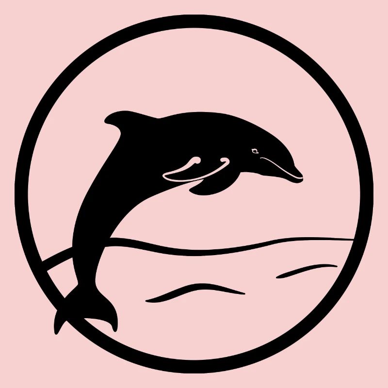 Springender Delfin im Meer in Stempel-Optik