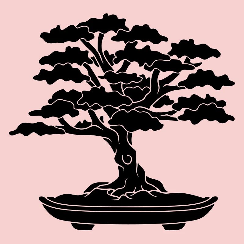 schwarzes comic baeumchen mini bonsai blaetter aes