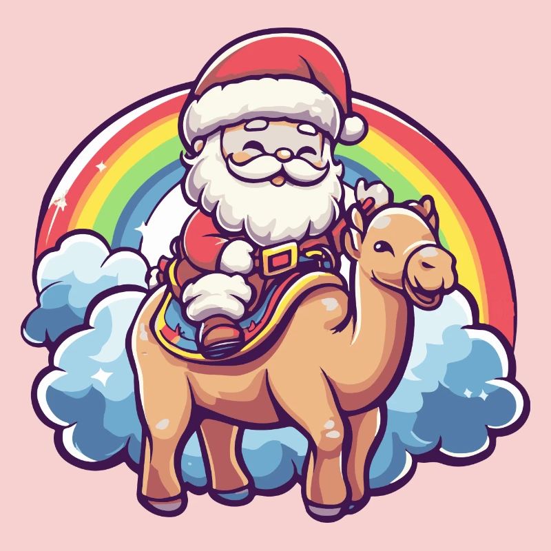 Kamel Weihnachtsmann Regenbogen
