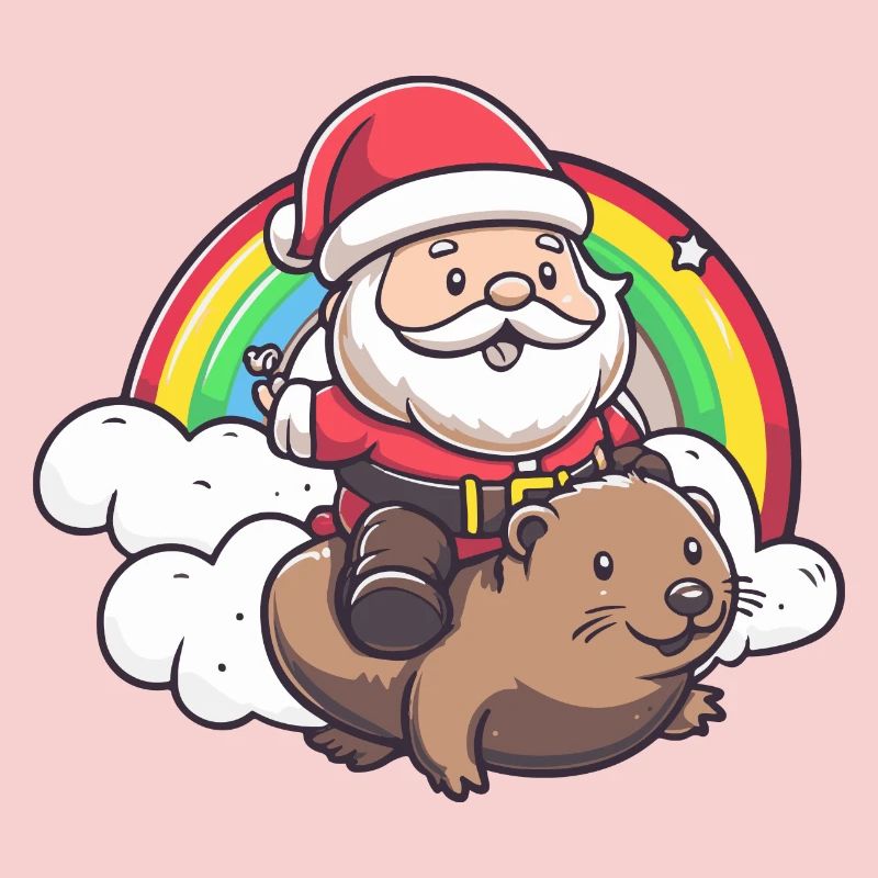 Biber Weihnachtsmann Regenbogen