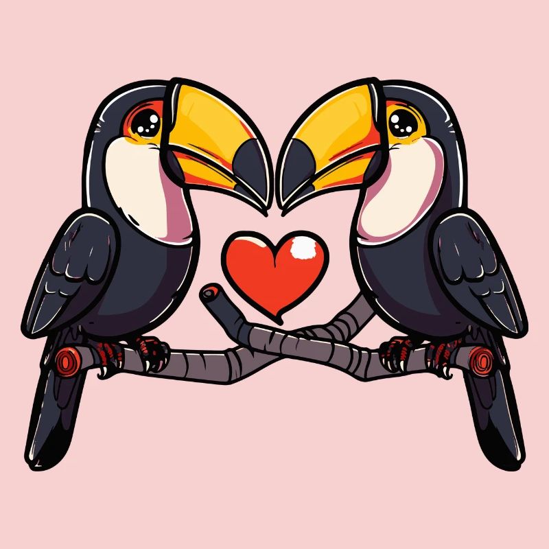 Toucan oiseau couple e Saint-Valentin