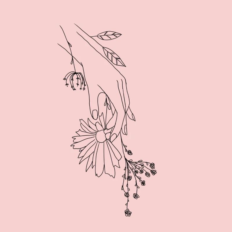 Main avec des fleurs.