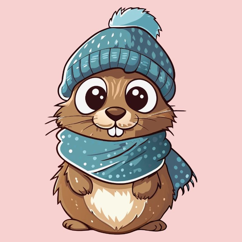 Mignon gopher avec écharpe et chapeau à pompon.