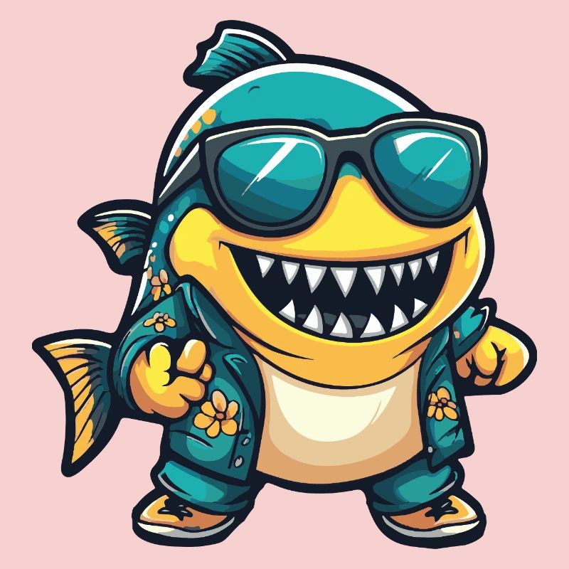 Piranha Fish Comic Vacation