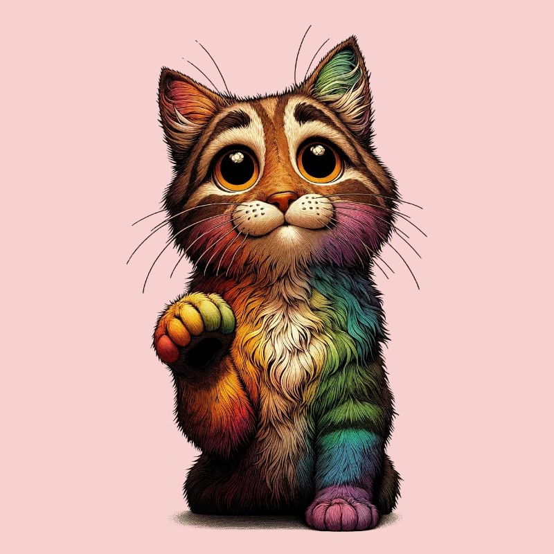 Mendicité Chat Arc-en-ciel