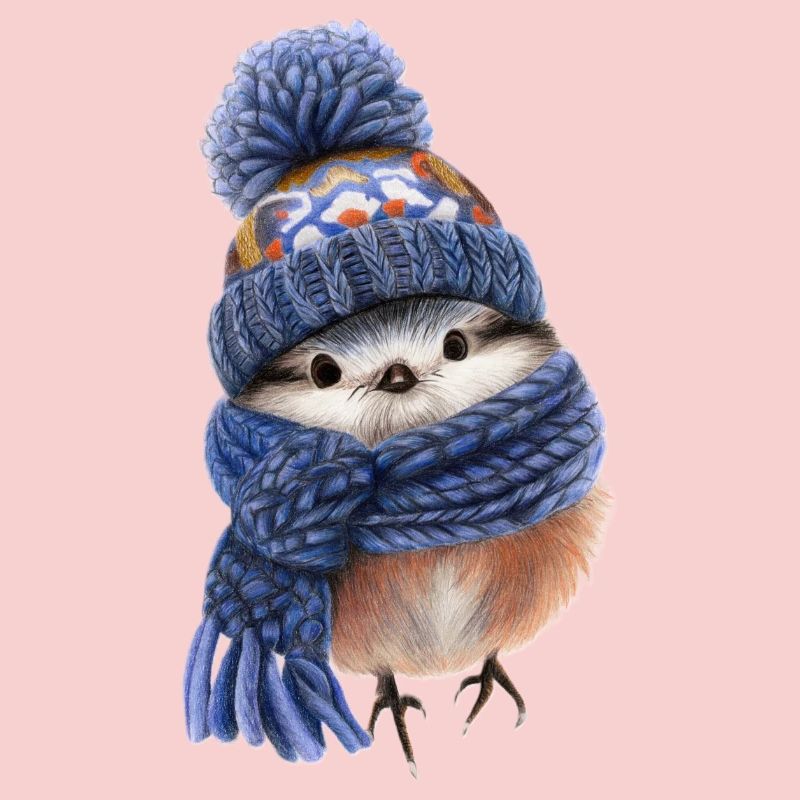 Oiseau d’hiver avec écharpe