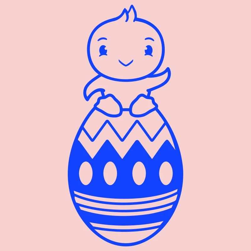 Chick sitting on huge Easter egg waving Easter sweet