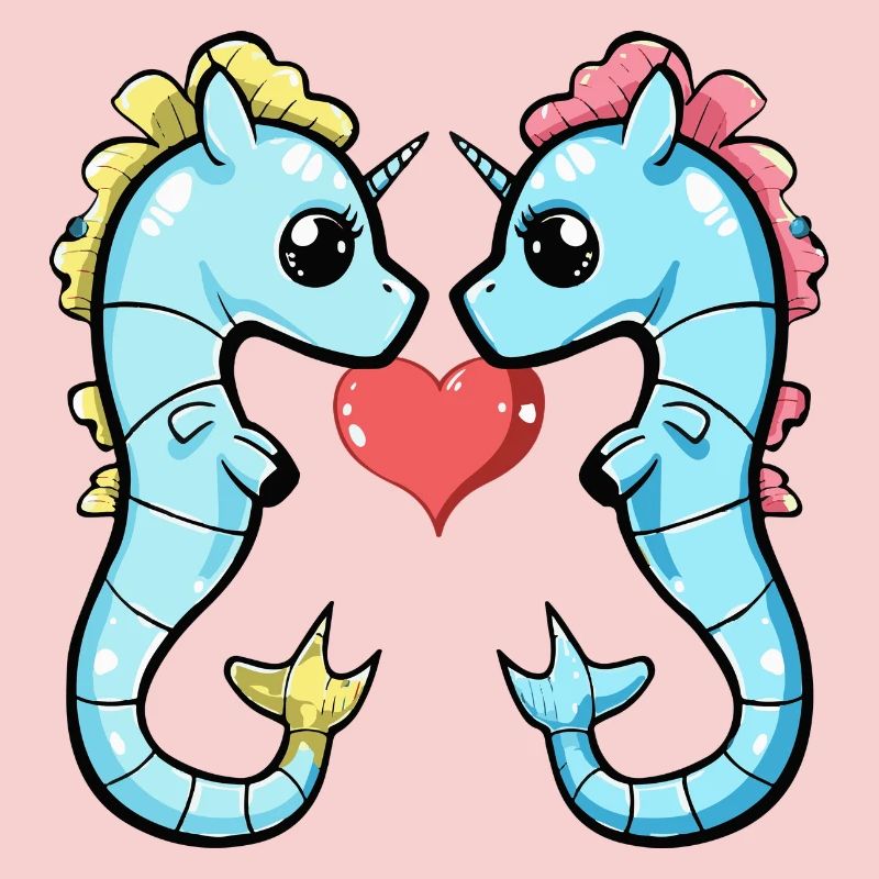 Hippocampe Couple Saint-Valentin
