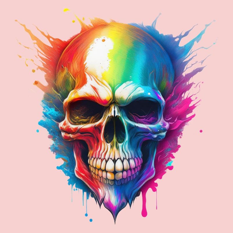 Rainbow Skull Color Explosion