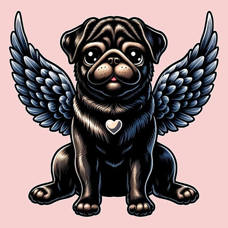 Süßer Mops Engel Gotisch Barock Stil