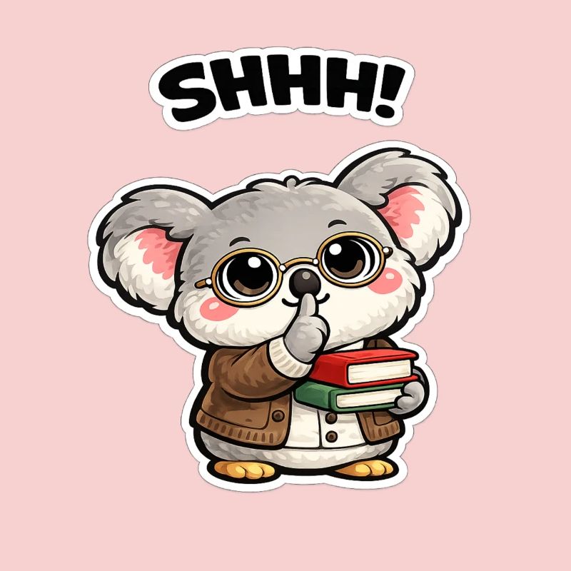 Schweigsamer Koala mit Büchern