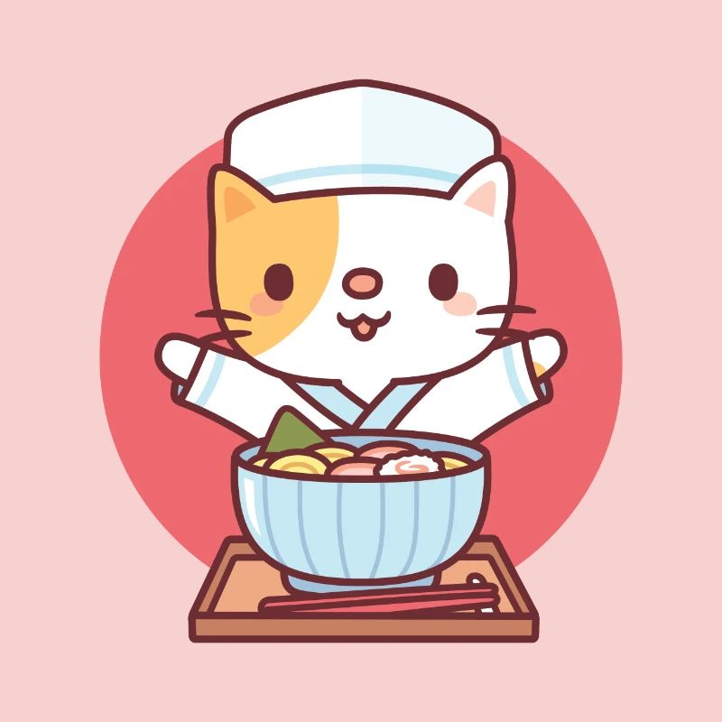 Cute Ramen Chef Neko Cat
