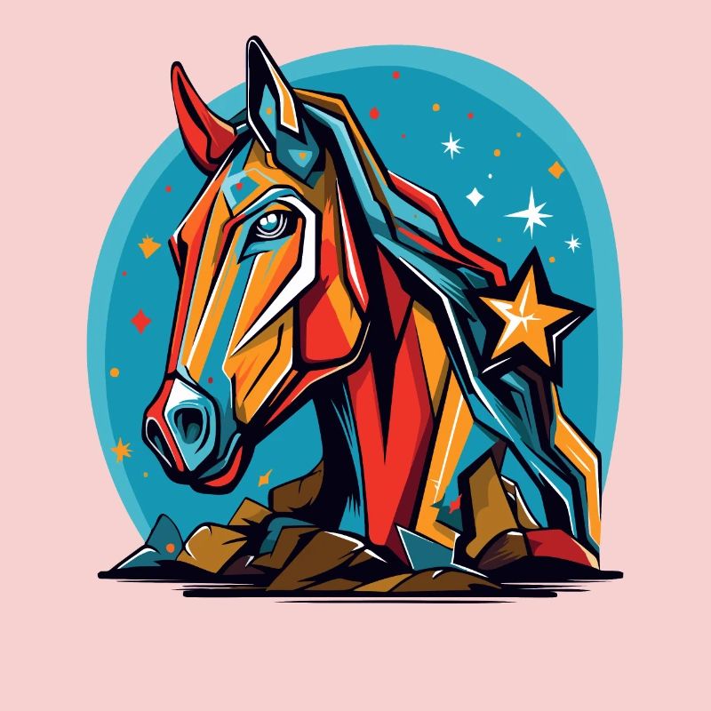 Sterne und ein buntes Pferd