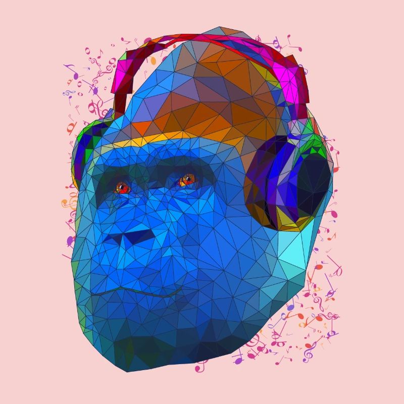 Gorille avec casque Low Poly Pop Art