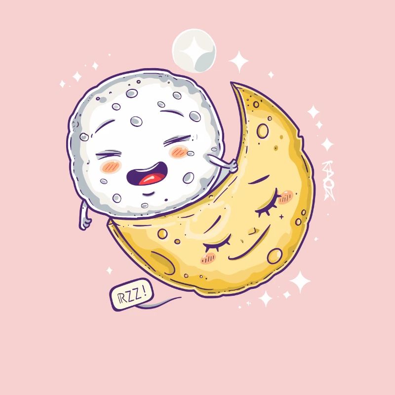 Sleepy Mozzarella Cheese on a Cheese Moon