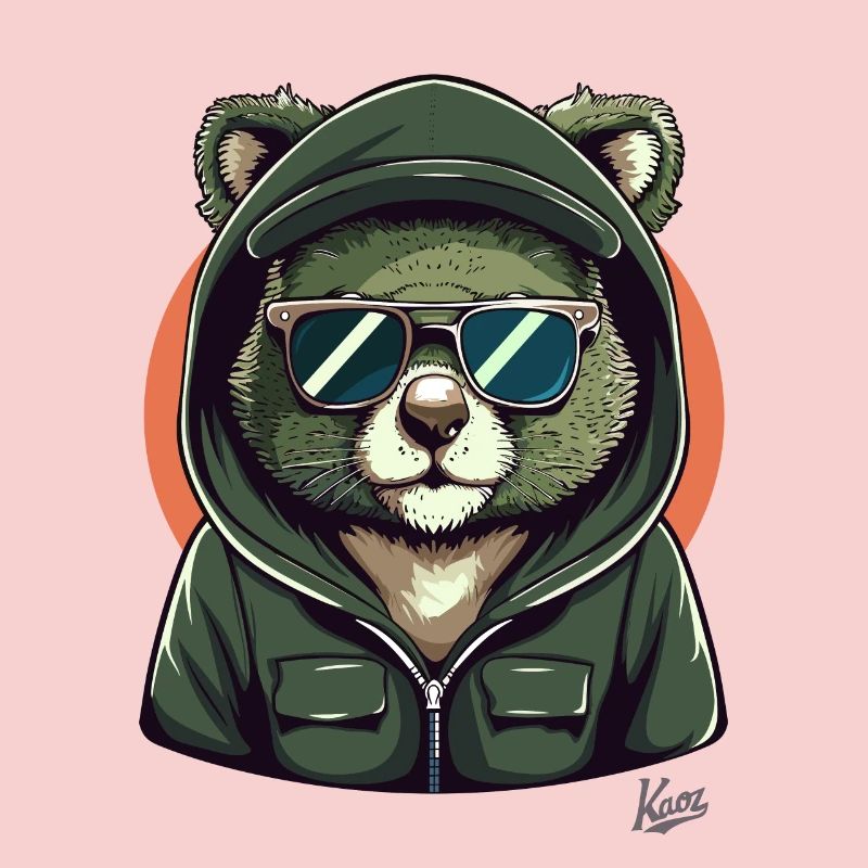 Sweat à capuche cool et lunettes de soleil Koala Bear