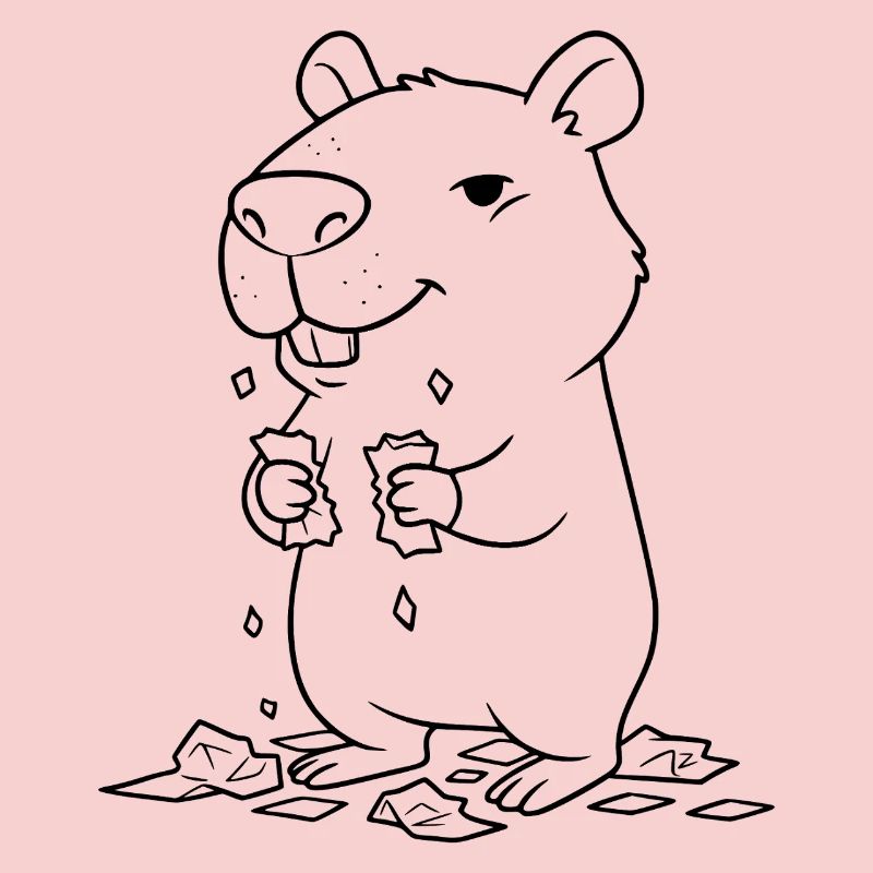 Capybara mange ses devoirs