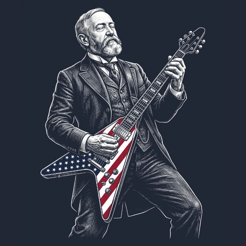 Benjamin Harrison Guitar Hero avec drapeau
