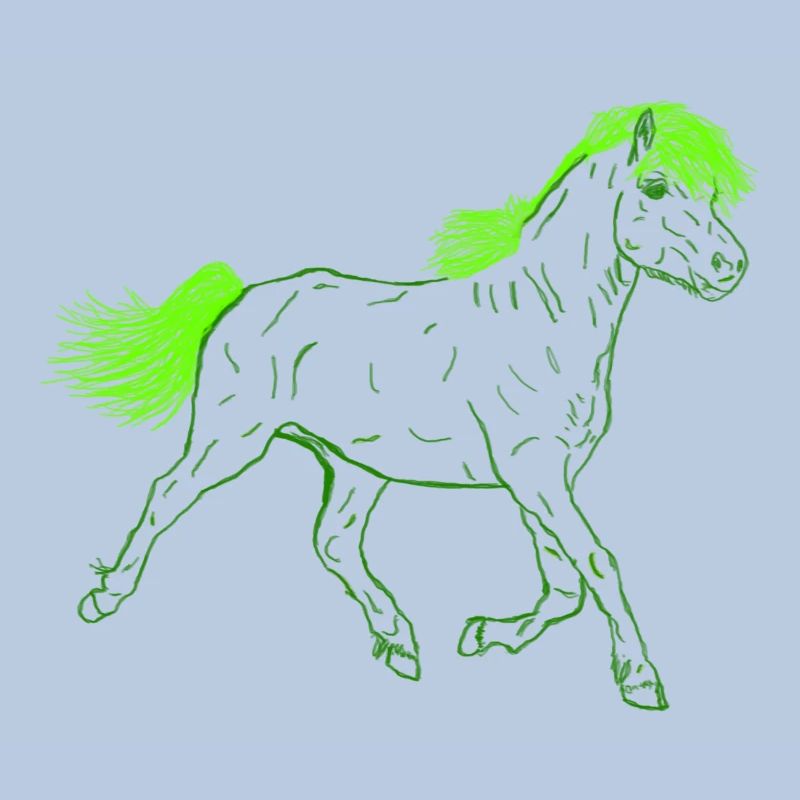Cheval en vert