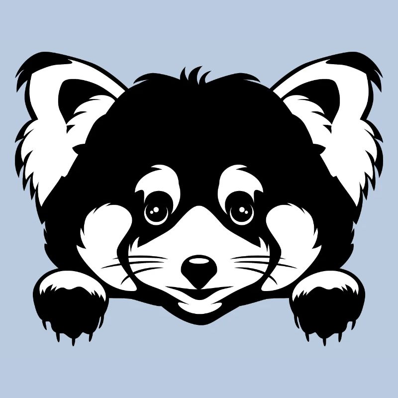 Coup d’œil mignon panda roux. Version noir et blanc