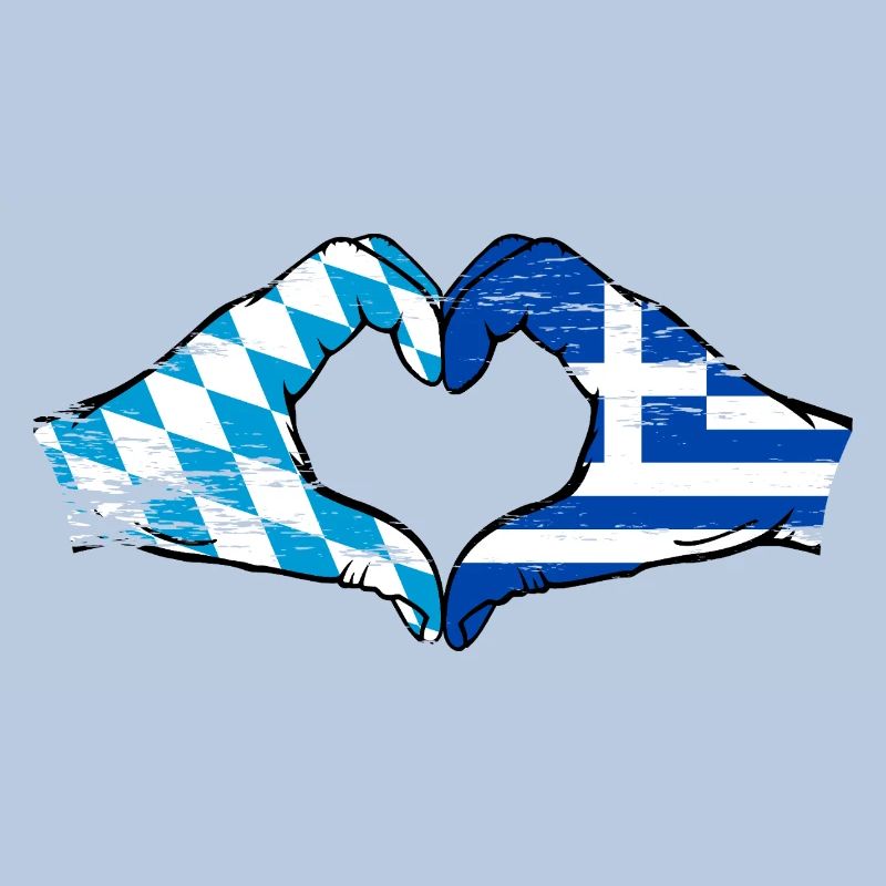 Bavière, Grèce, Drapeau, Mains, Coeur, Forme Utilisé