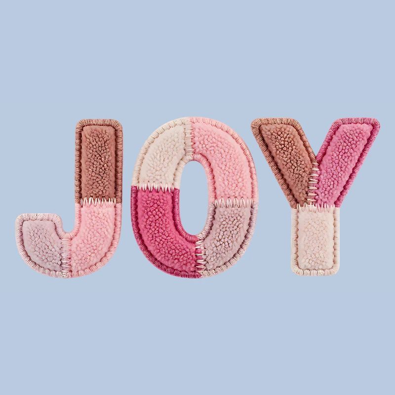 Joy Patchwork Pink Fabric Lettering Handmade
