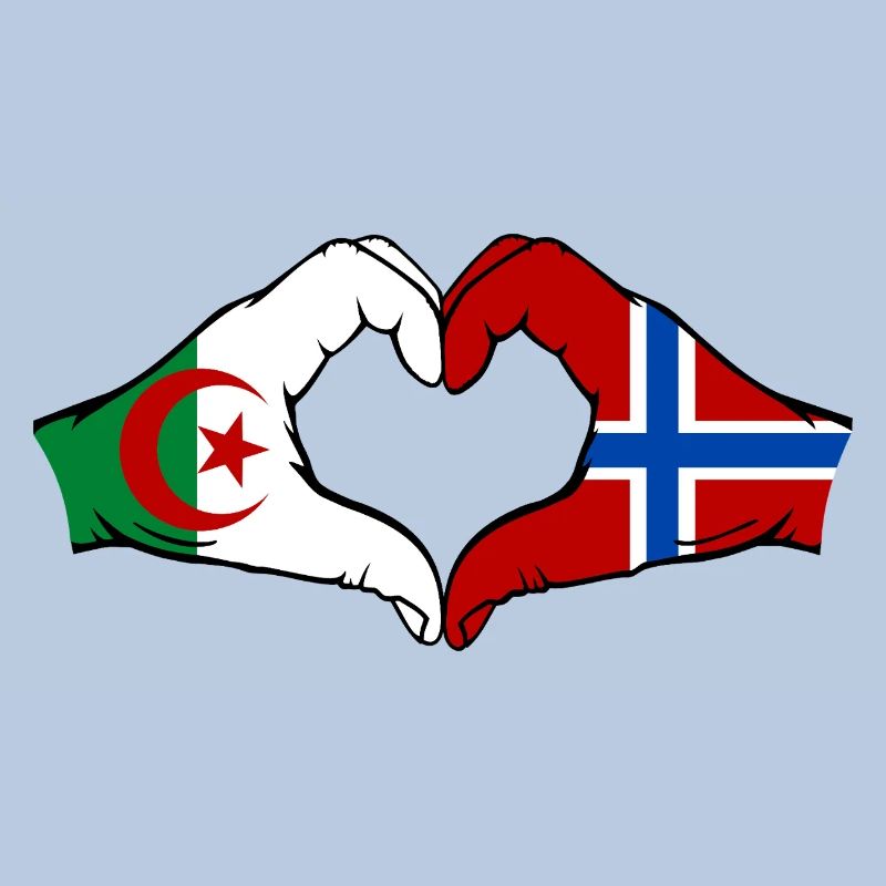 Algeria Norway Flag Hands Heart Shape