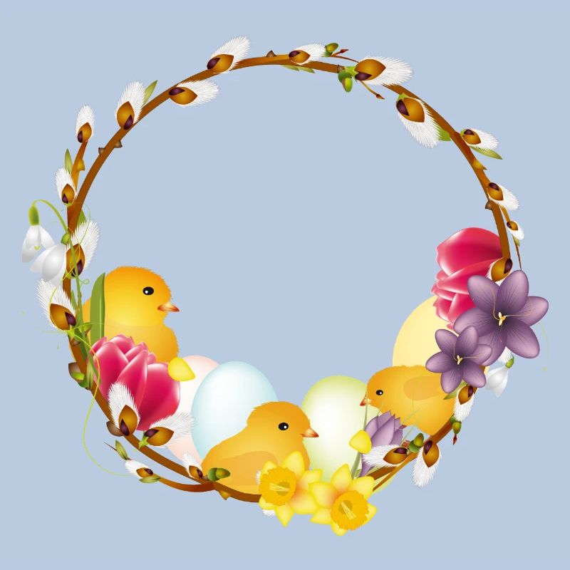 Spring wreath with chick Easter and spring motif