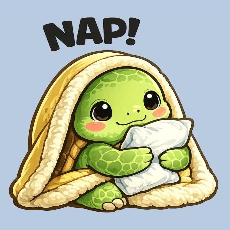 Cuddly turtle under blanket