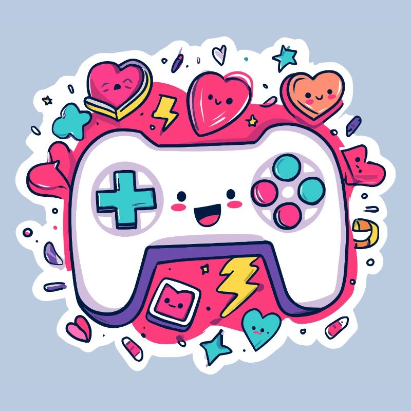 Kawaii Controller Herz Neon Stil