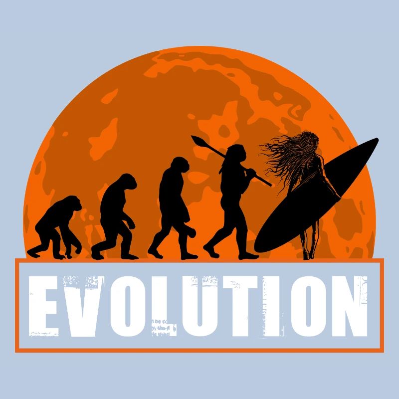 Évolution de la silhouette vintage du coucher de soleil surf