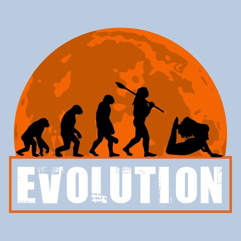 Yoga Evolution Silhouette Sunset Retro