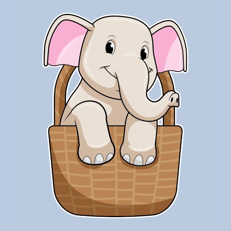 Éléphant avec panier